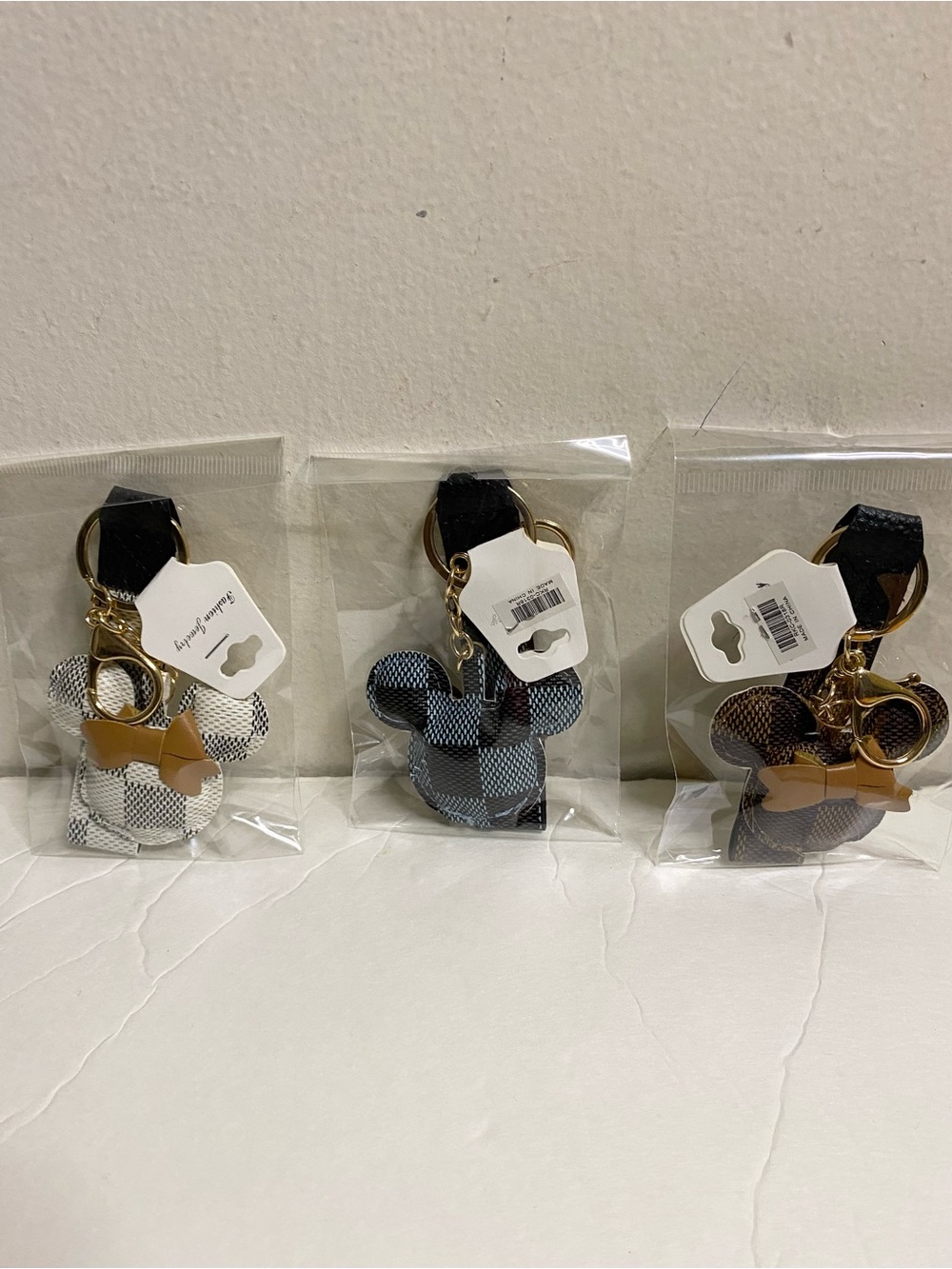 Mickey Ear Patterned Keychain Bag Charms with Bow
